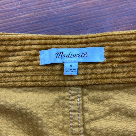 Madewell Metropolis patch pocket wide tooth corduroy A-line button up skirt sz 4 - Picture 4 of 5